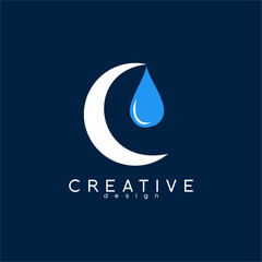 Logo design with a unique concept. Illustration of crescent moon and water drops.