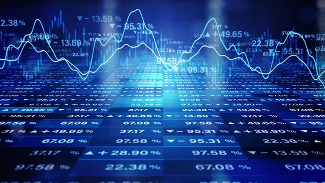 Global Market Recession, Crisis, Inflation, Deflation, Financial Diagram with Graph Stock Numbers, Investment Background, Digital Data Financial Investment, Business Stock Market visualization.