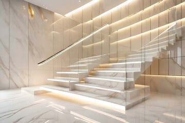 most beautiful interior design of home basement with stairs, sofas and 3d wallpaper Generative Ai...