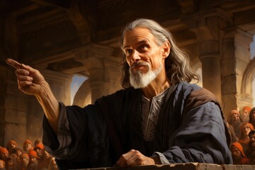 Obraz premium Apostle Paul preaching in the synagogue to the Ephesians Generative AI Illustration