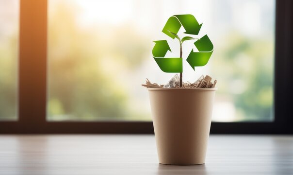 Recycling Concept, Recycle Sign for Ecological Zero Waste Lifestyle. Generative Ai