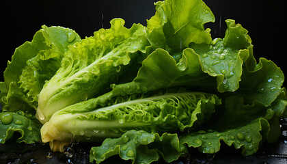 Artistic still life of romaine lettuces. Illustration AI