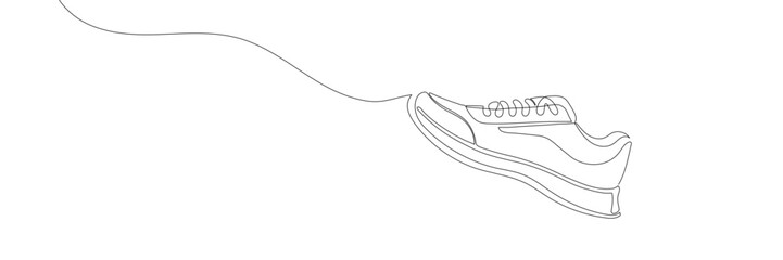 sneakers are drawn with one line. Sports shoes in a linear style. continuous one line. Vector illustration