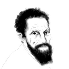 Realistic illustration of the Italian painter and sculptor Michelangelo Buonarroti
