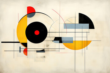 Bauhaus canvas, art illustration modern geometric abstraction in retro style