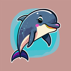 Dolphin cartoon funny sea animal mascot vector illustration character concept animal summer icon isolated