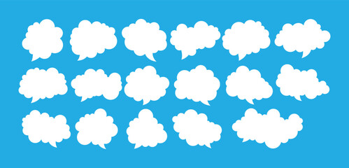 Abstract flat cloud chat border design set