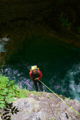 Canyoneering in Forco Canyon, Pyrenees in Spain