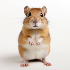 Cute little gerbil on white background