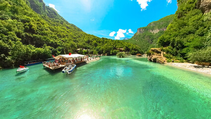 Enchanting allure of the Shala River, or Valbona River. Enveloped within the picturesque Valbona...