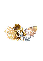 Beautiful dry floral and leaf handdrawn wedding invitation card template