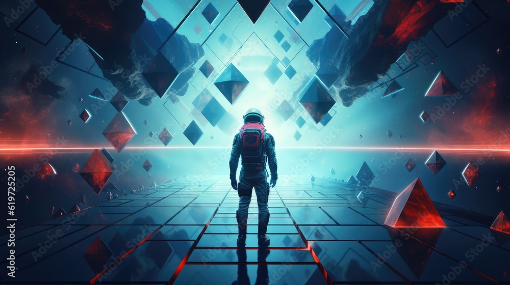 Poster astronaut exploring deep space