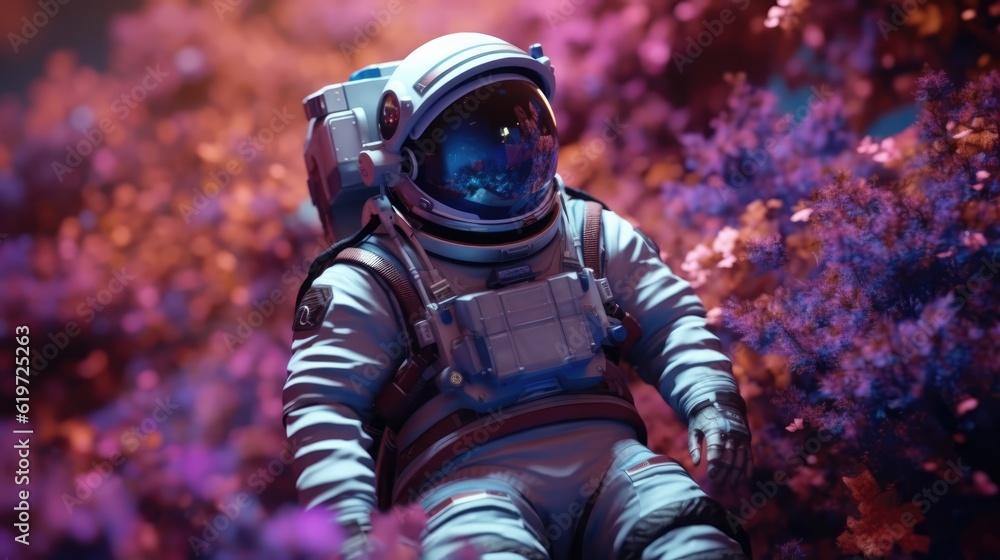 Sticker astronaut exploring deep space