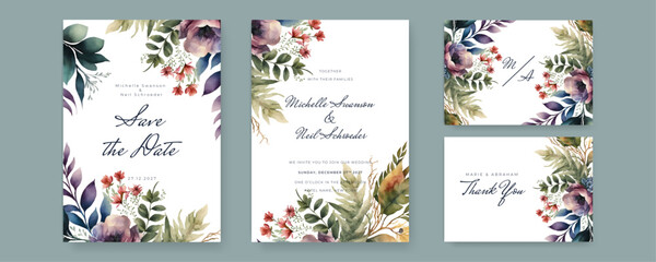 Fototapeta na wymiar vector beautiful hand drawn floral wedding invitation card