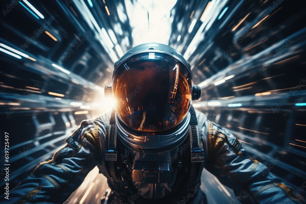 Wall mural astronaut exploring deep space