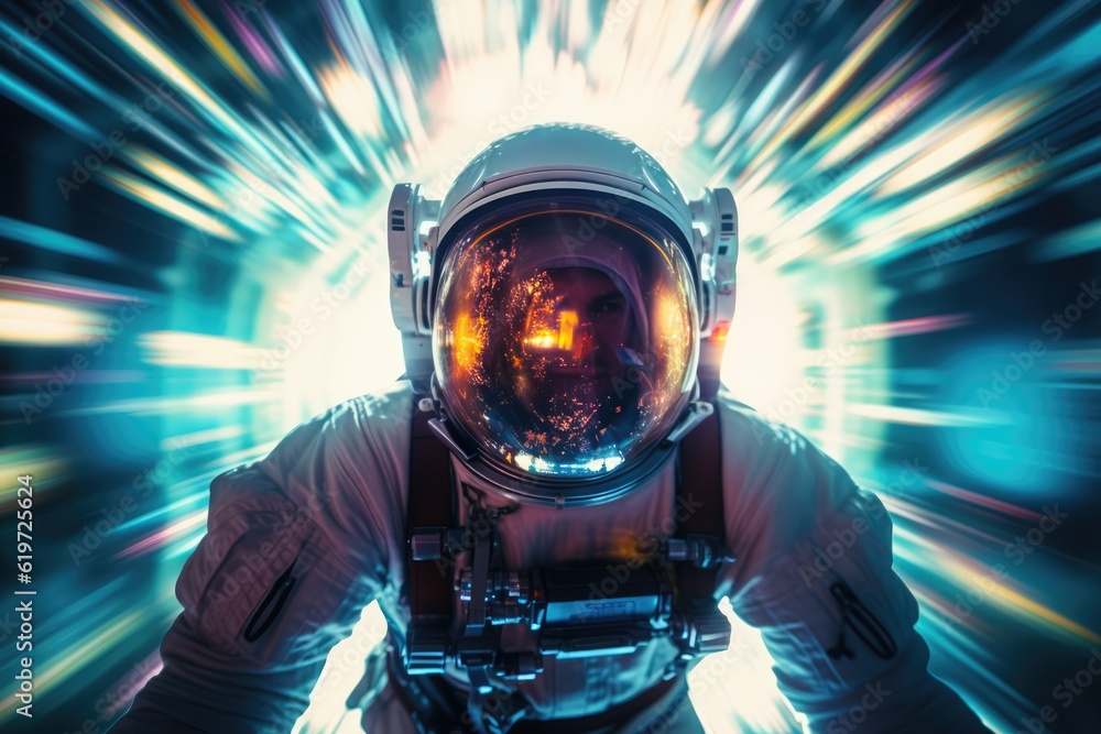 Poster astronaut exploring deep space