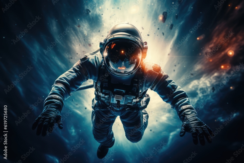 Poster astronaut exploring deep space