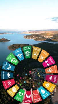 17 Global Goals Concept Earth Plexus Design Motion Graphic Animation. High quality 4k footage