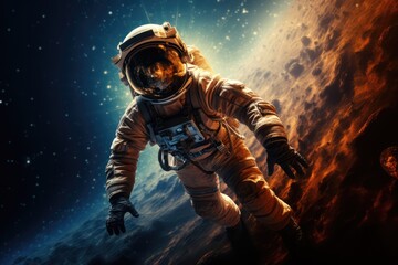 Fototapeta premium Astronaut exploring deep space