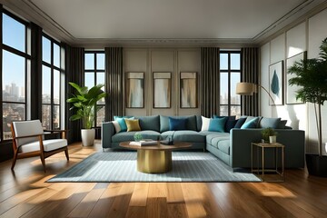 Fototapeta na wymiar beautiful luxury interior design of sofas, rooms, home, hotels, 3d and wallpaper Generative Ai