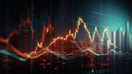Stocks Market Graph Chart on Computer Screen, Financial Technical Analysis, Cryptocurrency Trade Exchange. Generative Ai
