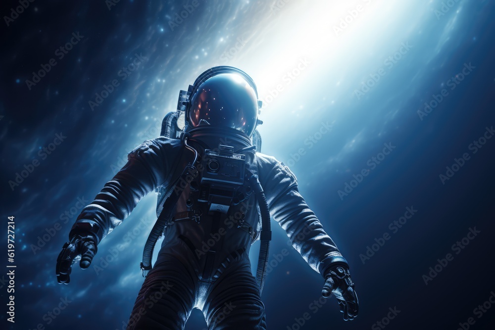 Poster astronaut exploring deep space