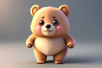 Cute image of a 3d teddy bear. (AI-generated fictional illustration)

