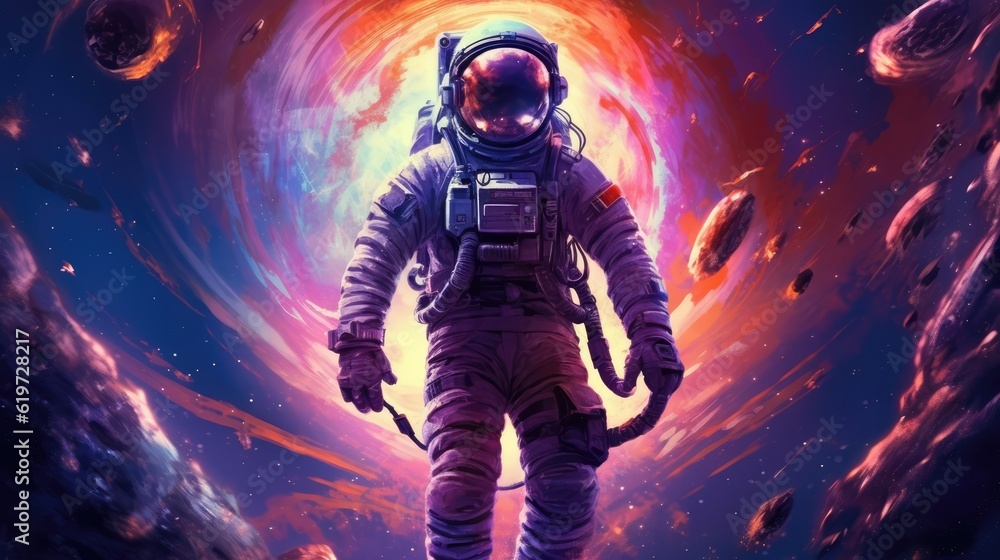 Wall mural astronaut exploring outer space concept