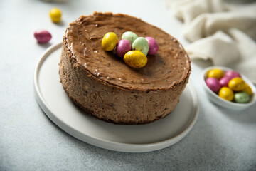 Homemade Easter chocolate cheesecake
