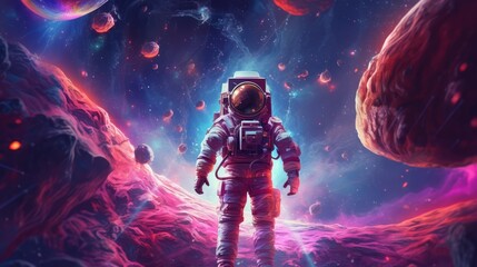 Obraz na płótnie Canvas Astronaut exploring outer space concept