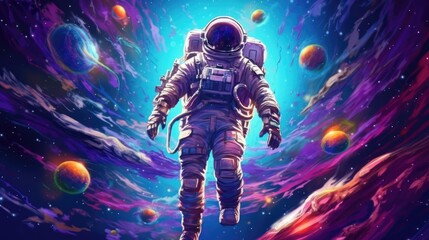 Fototapeta premium Astronaut exploring outer space concept