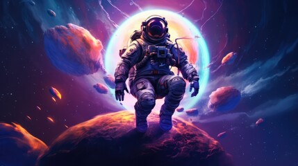 Fototapeta premium Astronaut exploring outer space concept