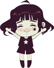 Cute chibi girl. Original dark haired chibi character