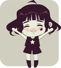 Cute chibi girl. Original character art. 