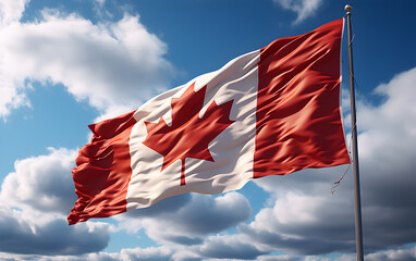 canadian flag waving in wind