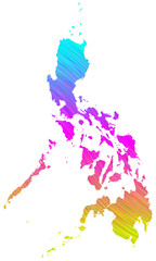 Obraz premium Philippines map in colorful halftone gradients. Future geometric patterns of lines abstract on transparent background.