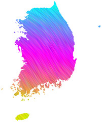 South Korea map in colorful halftone gradients. Future geometric patterns of lines abstract on transparent background.