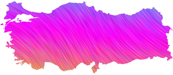 Türkiye map in colorful halftone gradients. Future geometric patterns of lines abstract on transparent background.