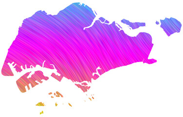 Singapore map in colorful halftone gradients. Future geometric patterns of lines abstract on transparent background.