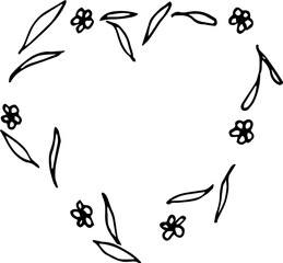 Cute illustration in the form of a lonely heart, hand-drawn. Illustration in vector