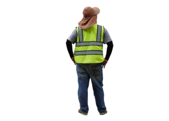 Back view of Construction worker in safety jacket ,Safety Reflective Vest