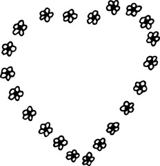 Cute illustration in the form of a lonely heart, hand-drawn. Illustration in vector