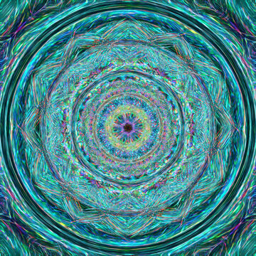 delicate blue green and turquoise coloured circular floral pattern and design
