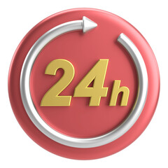 24 hours service icon. 3D illustration.
