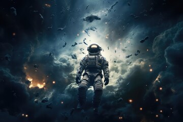 Fototapeta premium Astronaut exploring other worlds in outer space