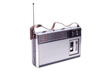 Vintage transistor radio, isolated on white background