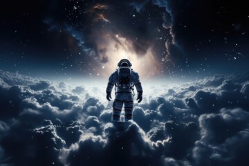 Fototapeta premium Astronaut exploring other worlds in outer space