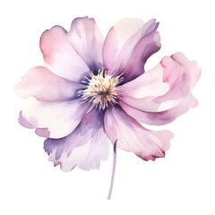 Colorful Flower watercolor illustration on a white background. Generative AI
