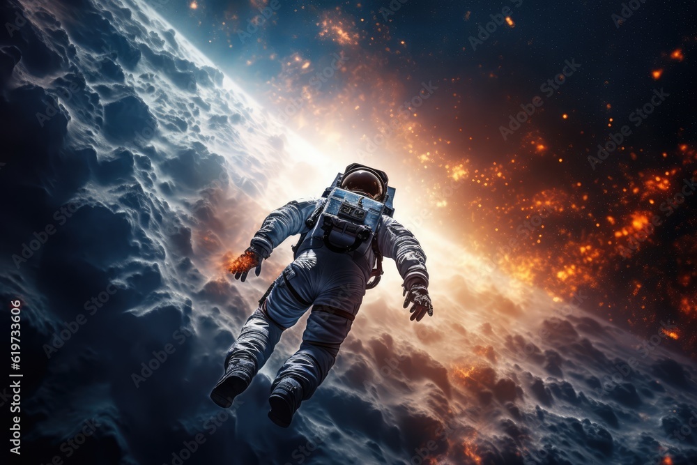 Wall mural astronaut exploring other worlds in outer space