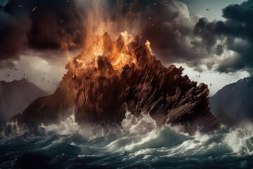 Fototapeta premium Beauty and raw power of natural elements fighting for dominance. Generative AI
